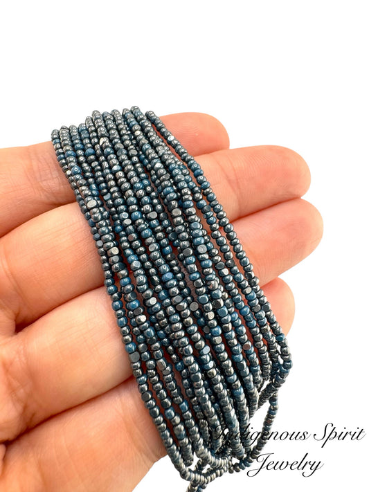 Ionized Opaque Slate Blue - Sheen 2 Cut Charlotte Cut Beads