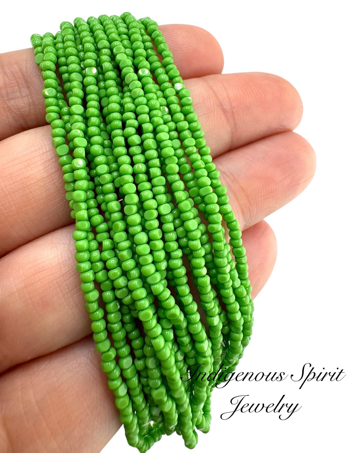 Medium Opaque Green - Sheen 2 Cut Charlotte Cut Beads