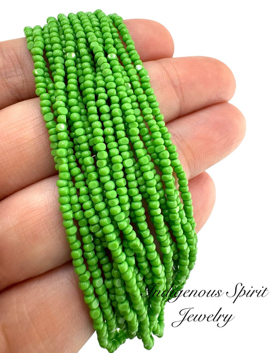 Medium Opaque Green - Sheen 2 Cut Charlotte Cut Beads