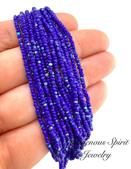 Patina Medium Blue Opaque AB - Sheen 2 Cut Charlotte Cut Beads (11/0)
