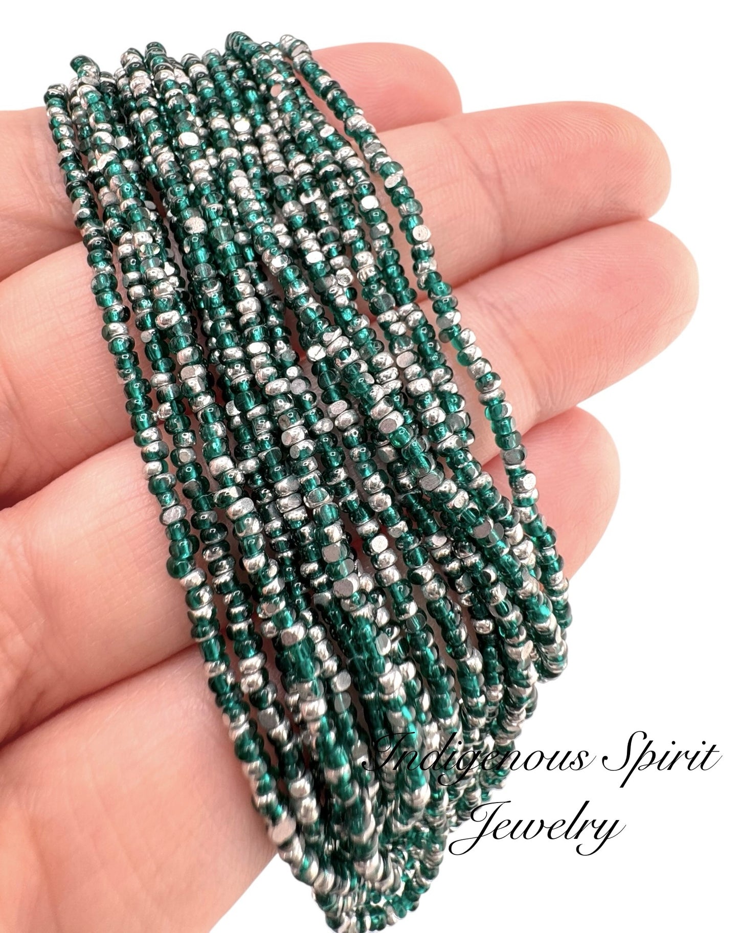 Patina Transparent Teal Green Silver - Sheen 2 Cut Charlotte Cut Beads (11/0)