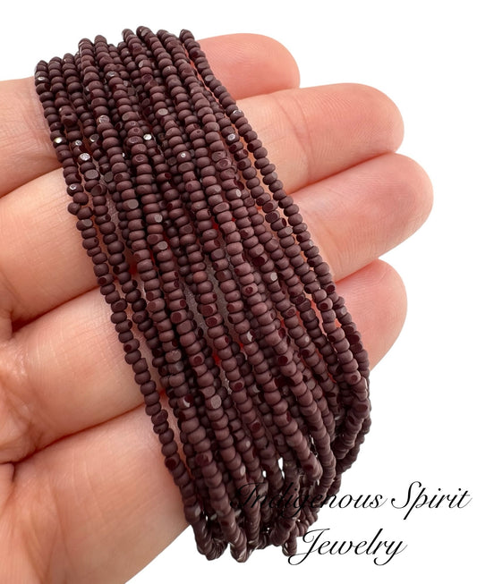 Matte Opaque Chocolate Brown  - Sheen 2 Cut Charlotte Cut Beads
