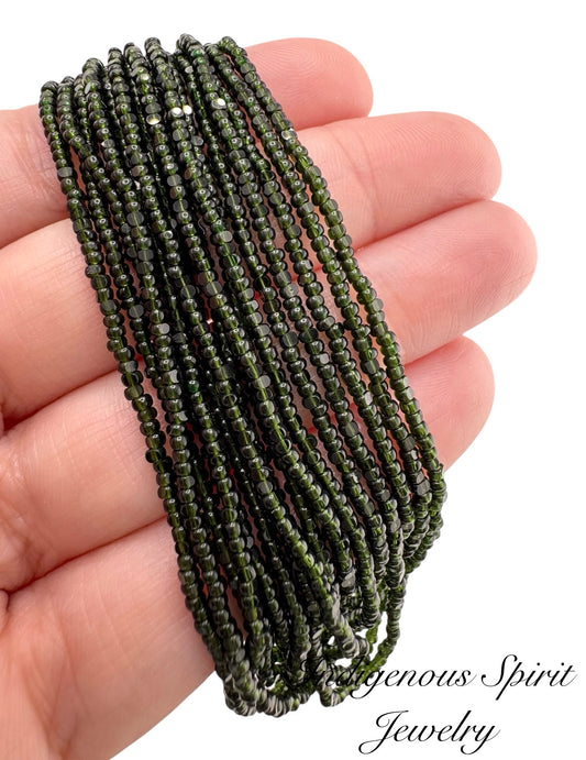 Transparent Dark Olivine - Sheen 2 Cut Charlotte Cut Beads