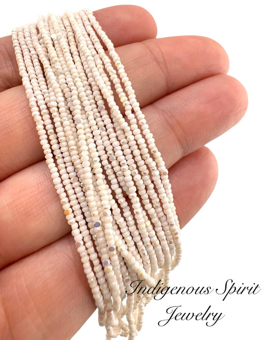 Patina Chalk White AB - Sheen 2 Cut Charlotte Cut Beads 13/0