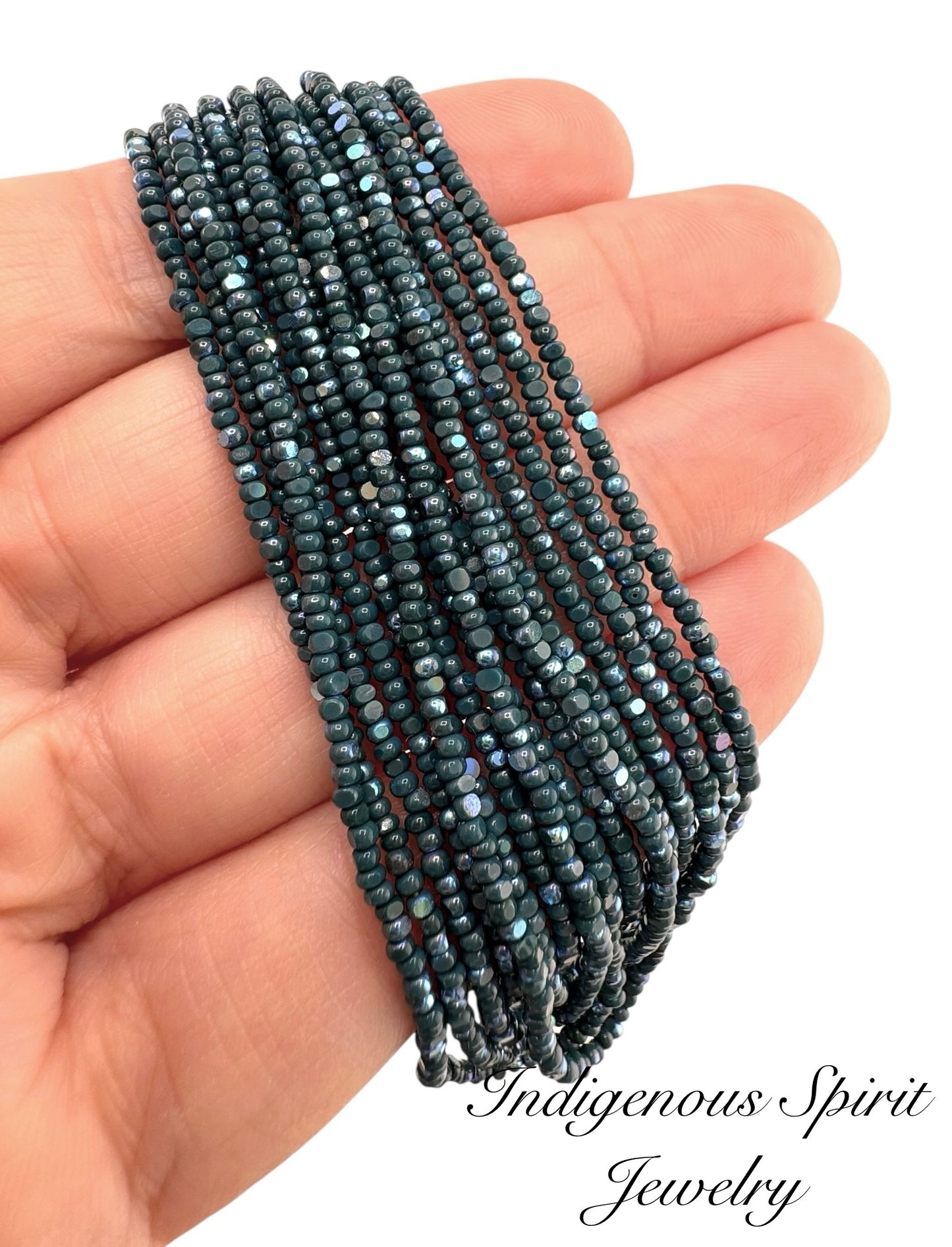 Patina Opaque Emerald AB - Sheen 2 Cut Charlotte Cut Beads (11/0)