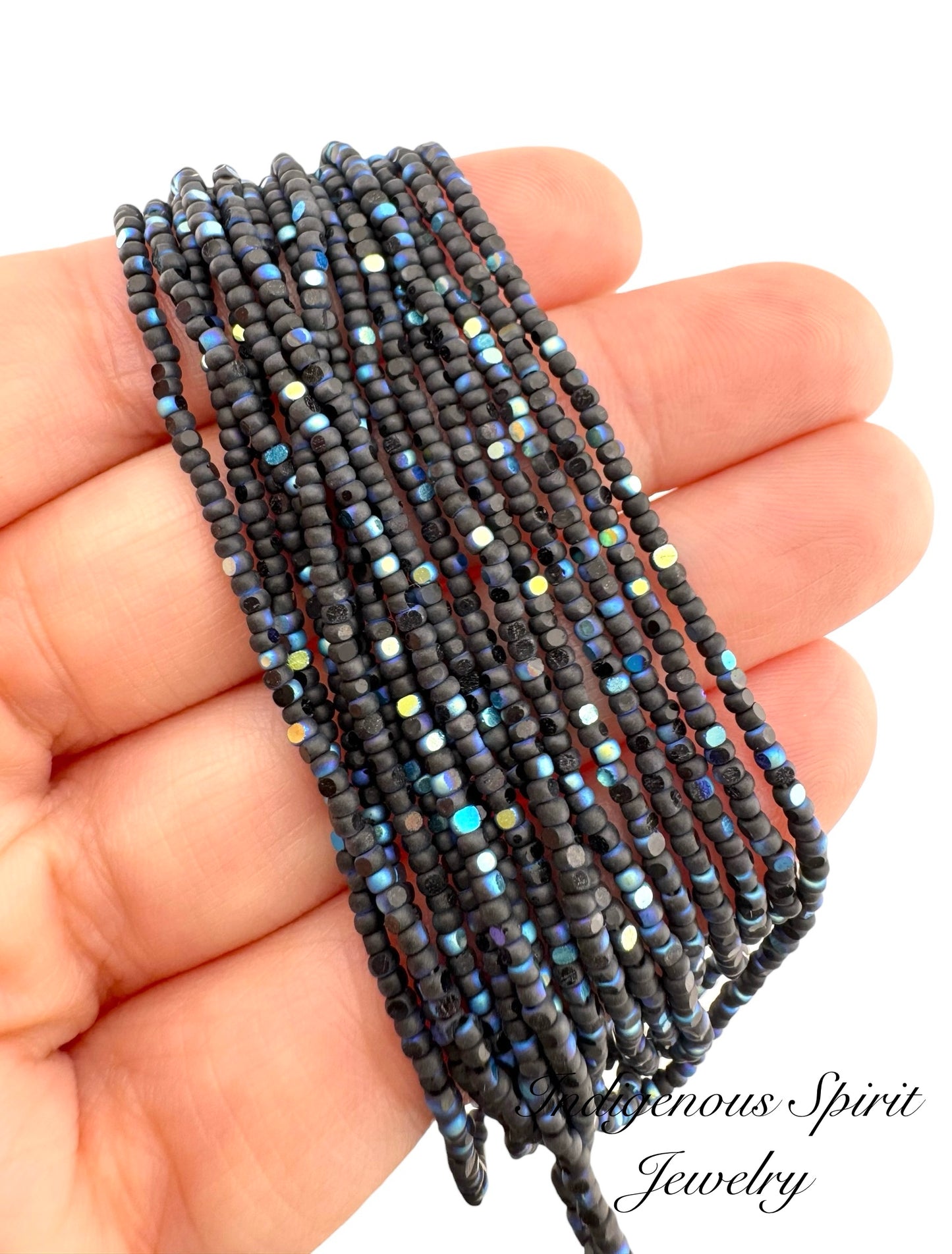 Matte Black AB - Sheen 2 Cut Charlotte Cut Beads