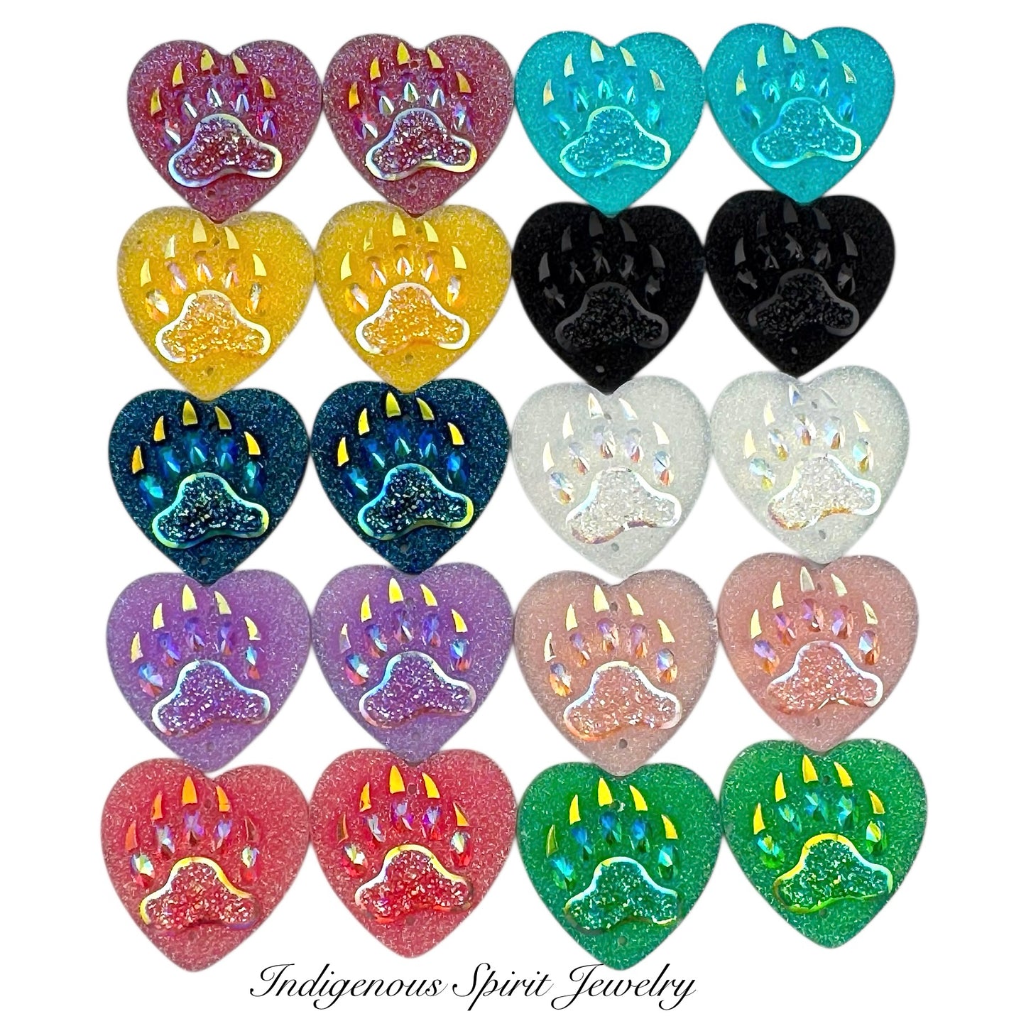 25mm Heart Bear Claw Resin Cabochons - Sew-on