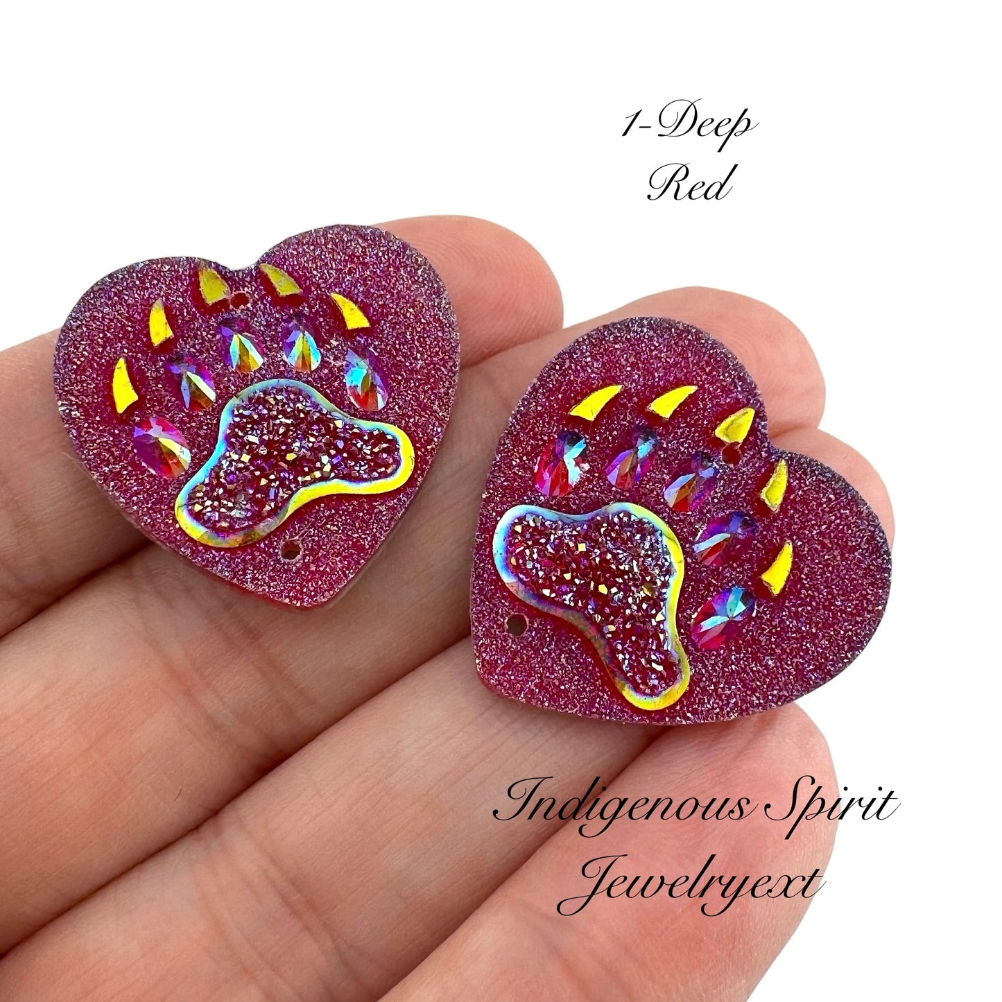25mm Heart Bear Claw Resin Cabochons - Sew-on
