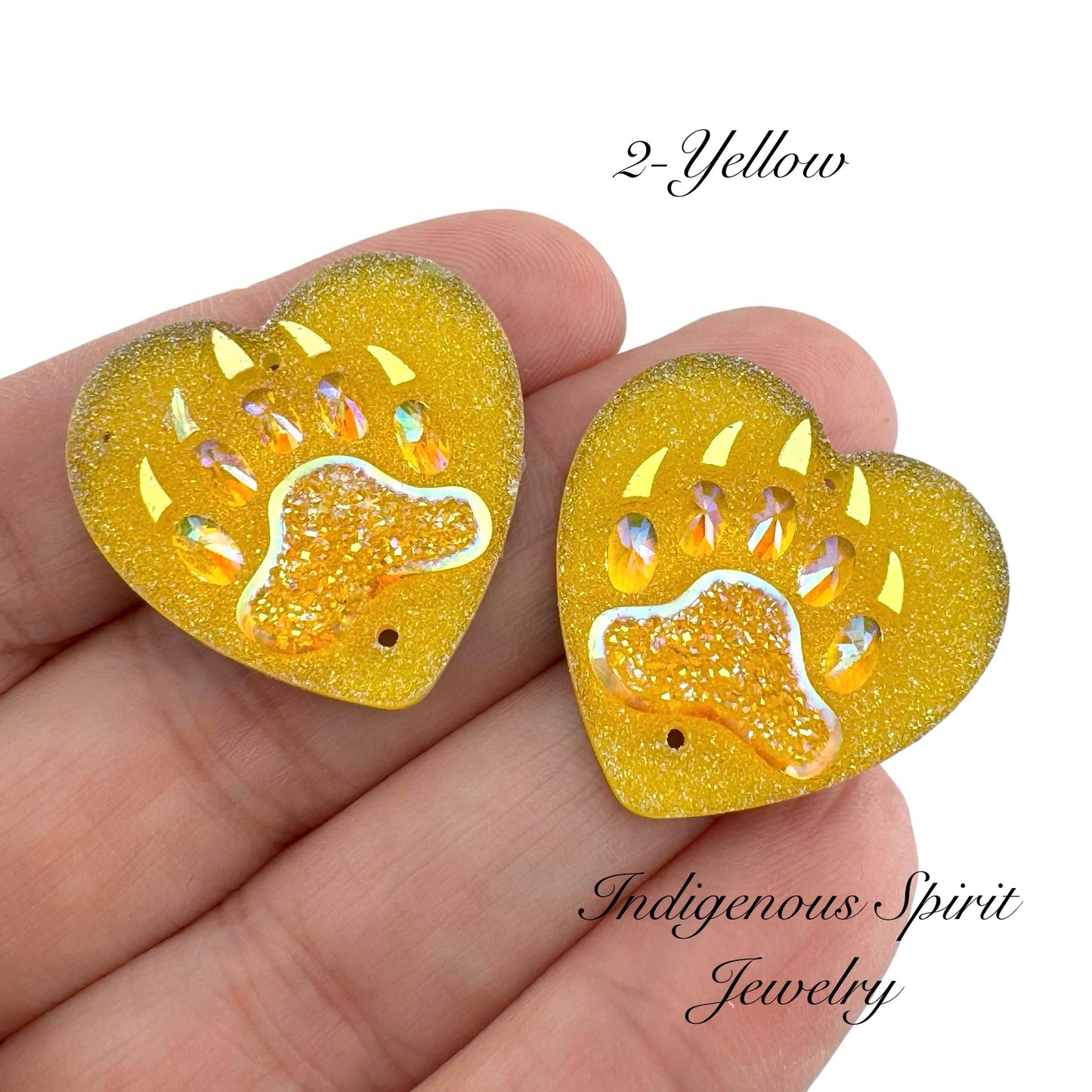 25mm Heart Bear Claw Resin Cabochons - Sew-on