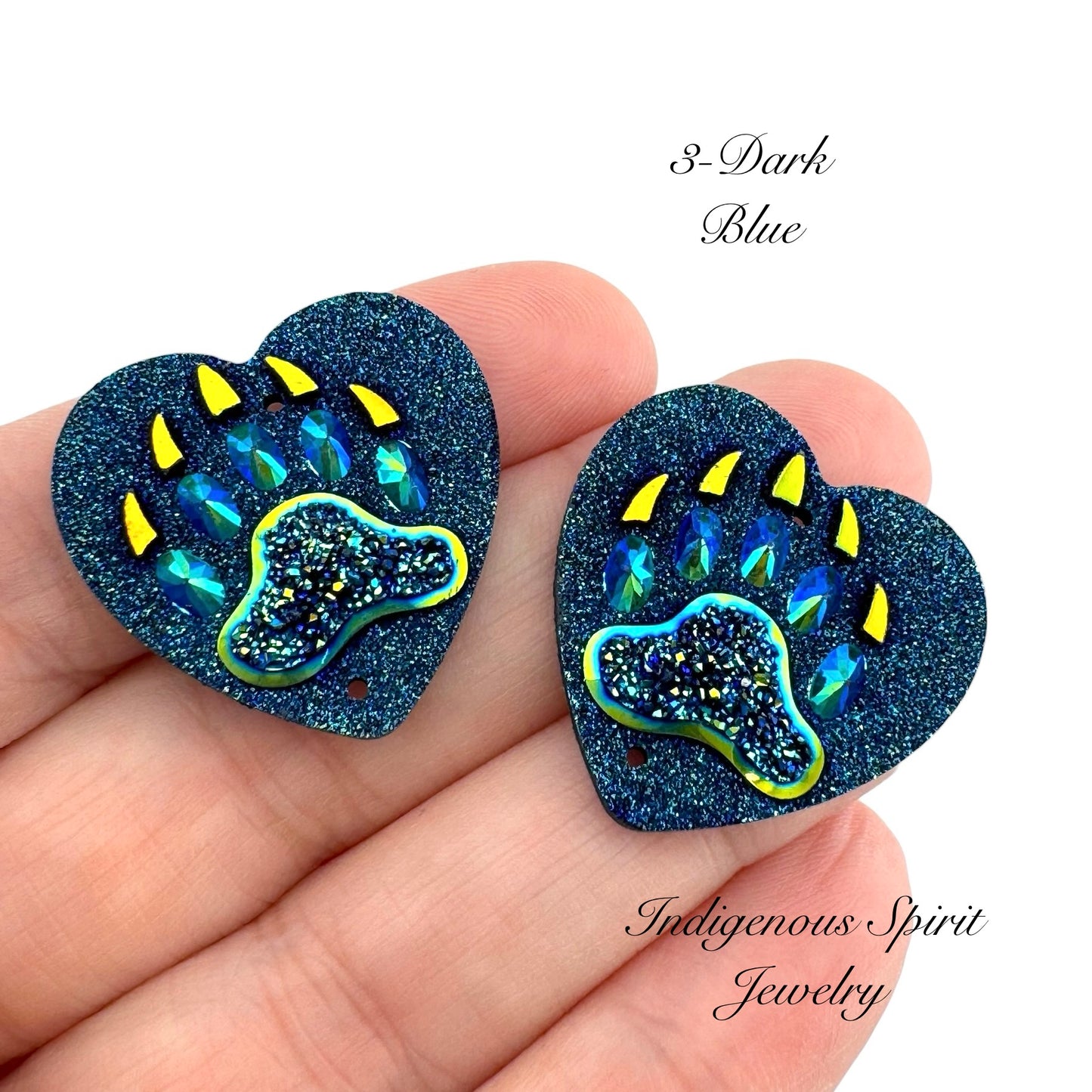 25mm Heart Bear Claw Resin Cabochons - Sew-on