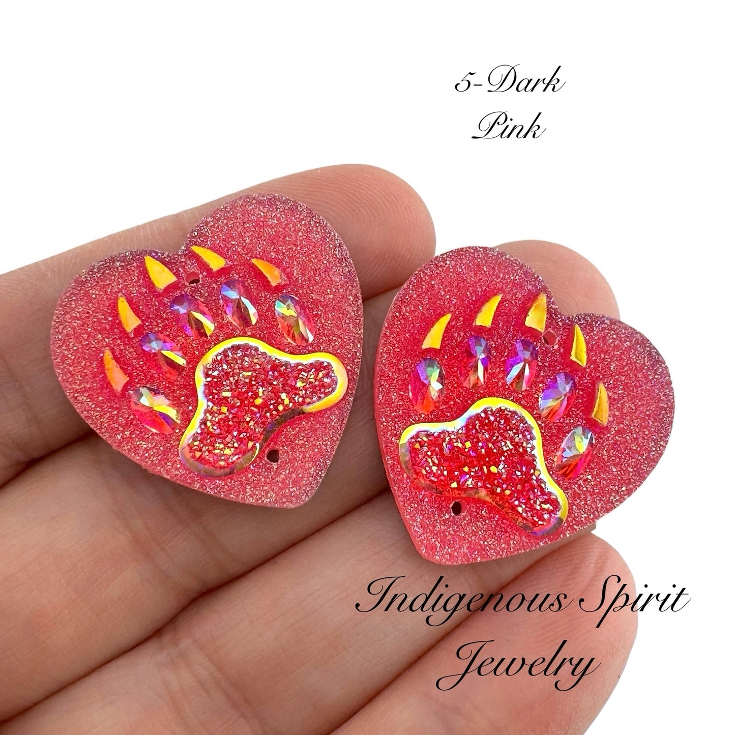 25mm Heart Bear Claw Resin Cabochons - Sew-on