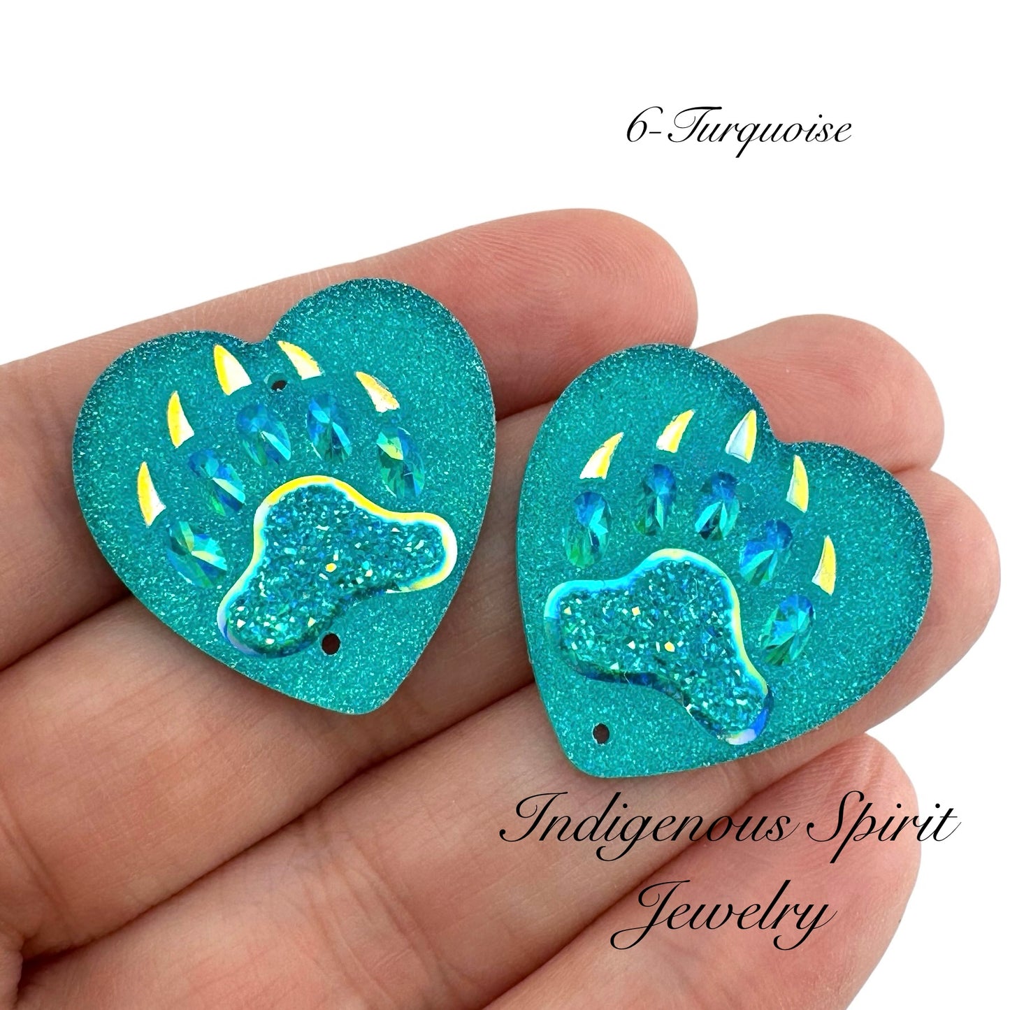 25mm Heart Bear Claw Resin Cabochons - Sew-on