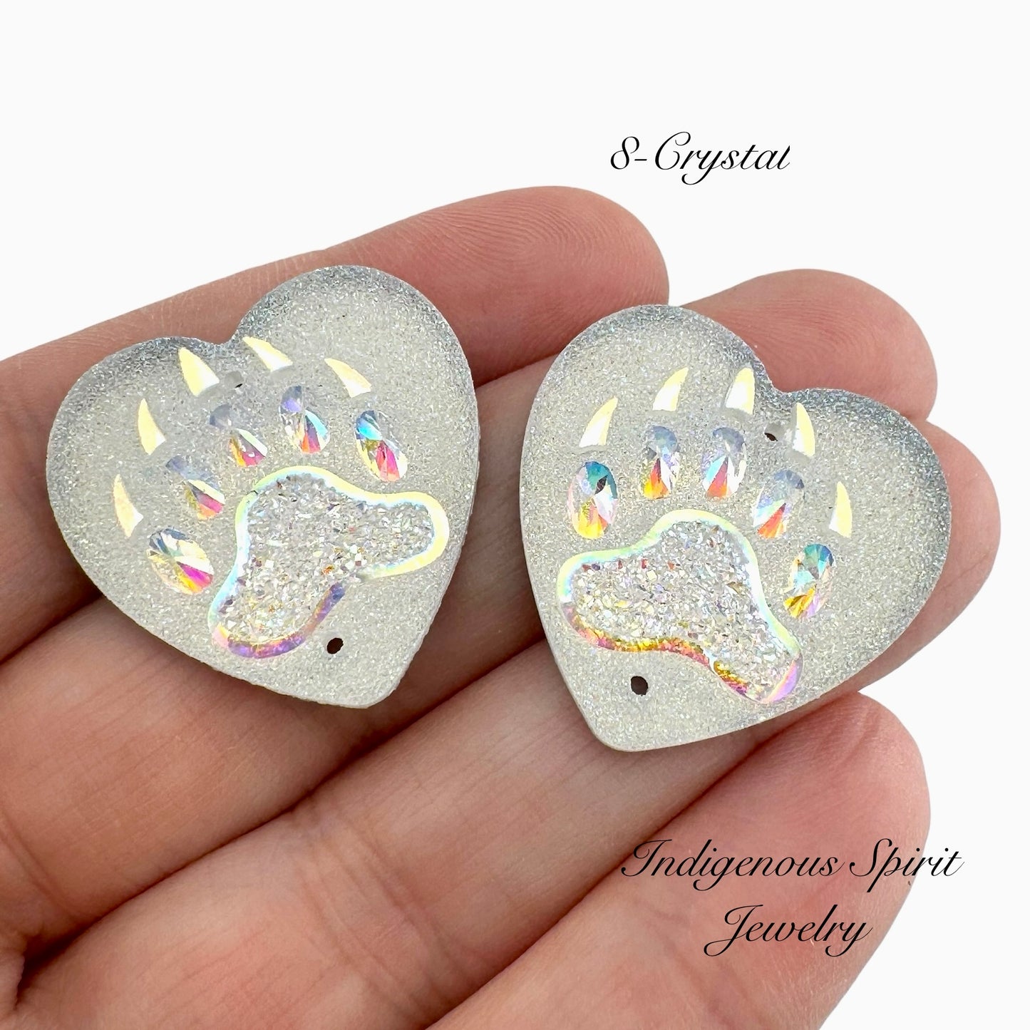 25mm Heart Bear Claw Resin Cabochons - Sew-on