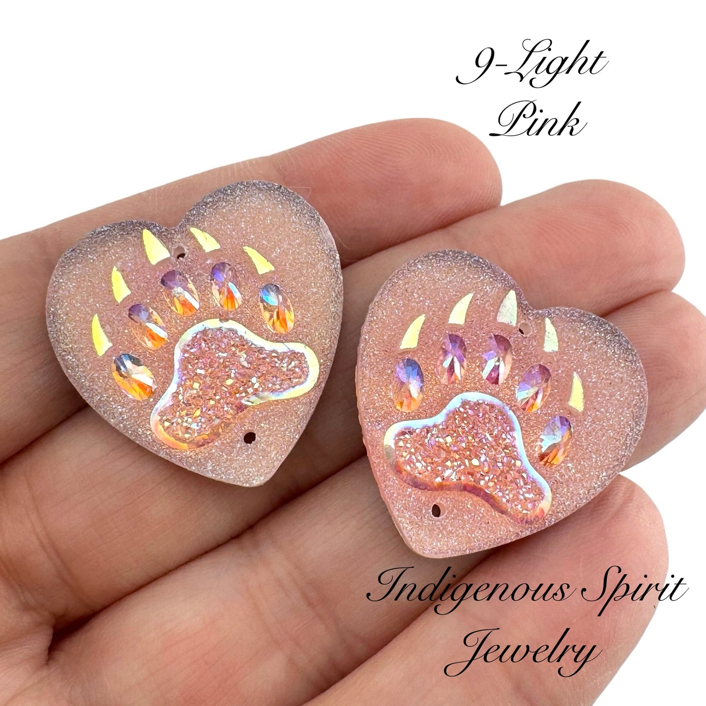 25mm Heart Bear Claw Resin Cabochons - Sew-on