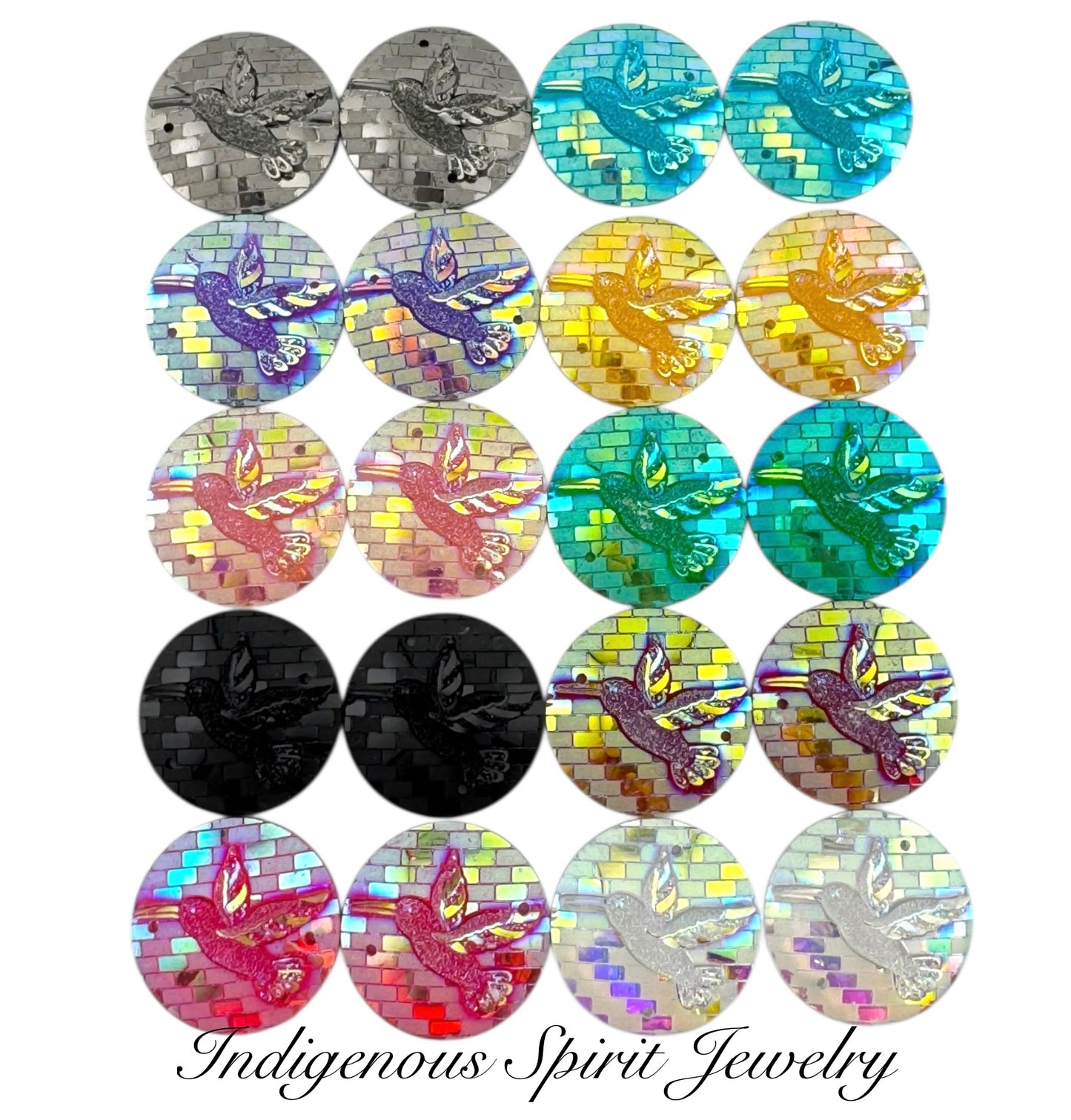 25mm Circle Hummingbird Resin Cabochons - Sew-on