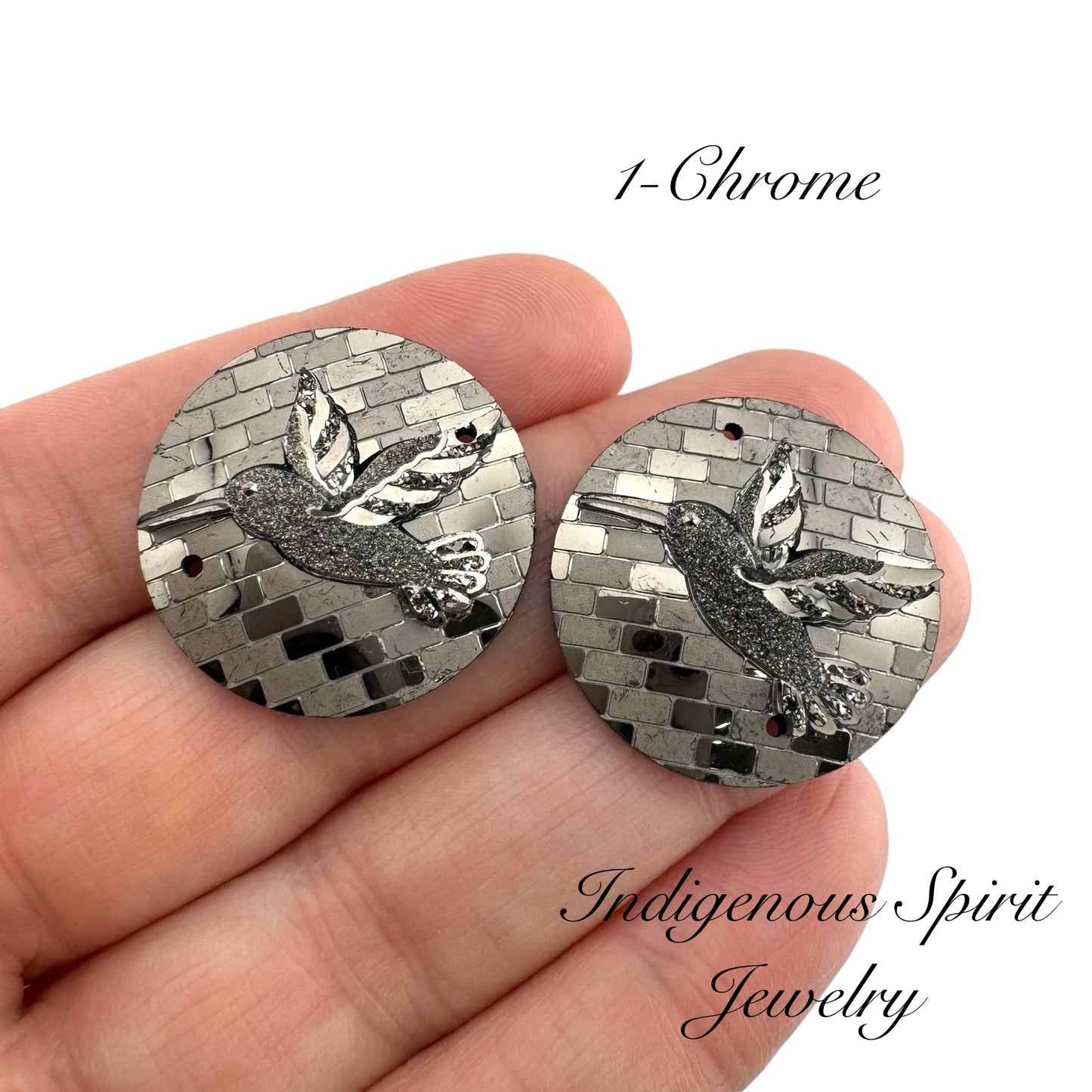25mm Circle Hummingbird Resin Cabochons - Sew-on