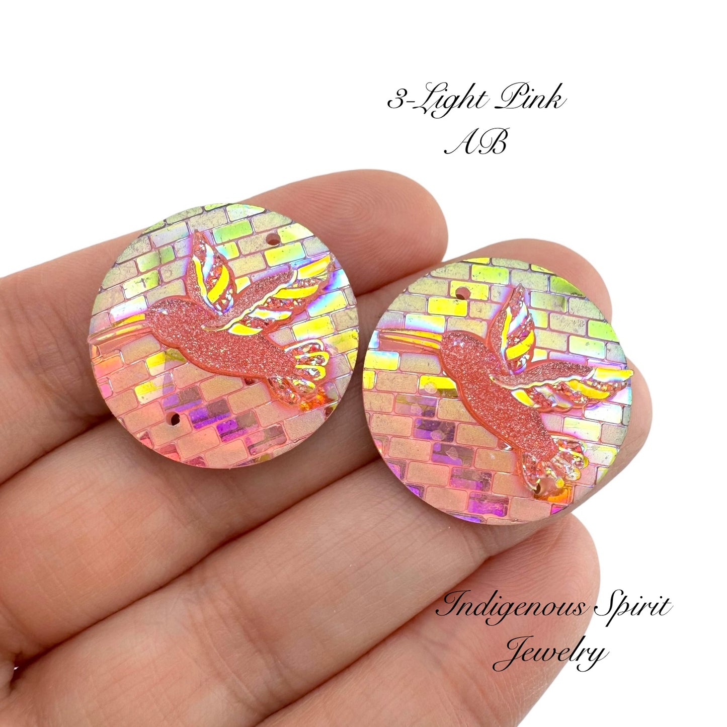 25mm Circle Hummingbird Resin Cabochons - Sew-on