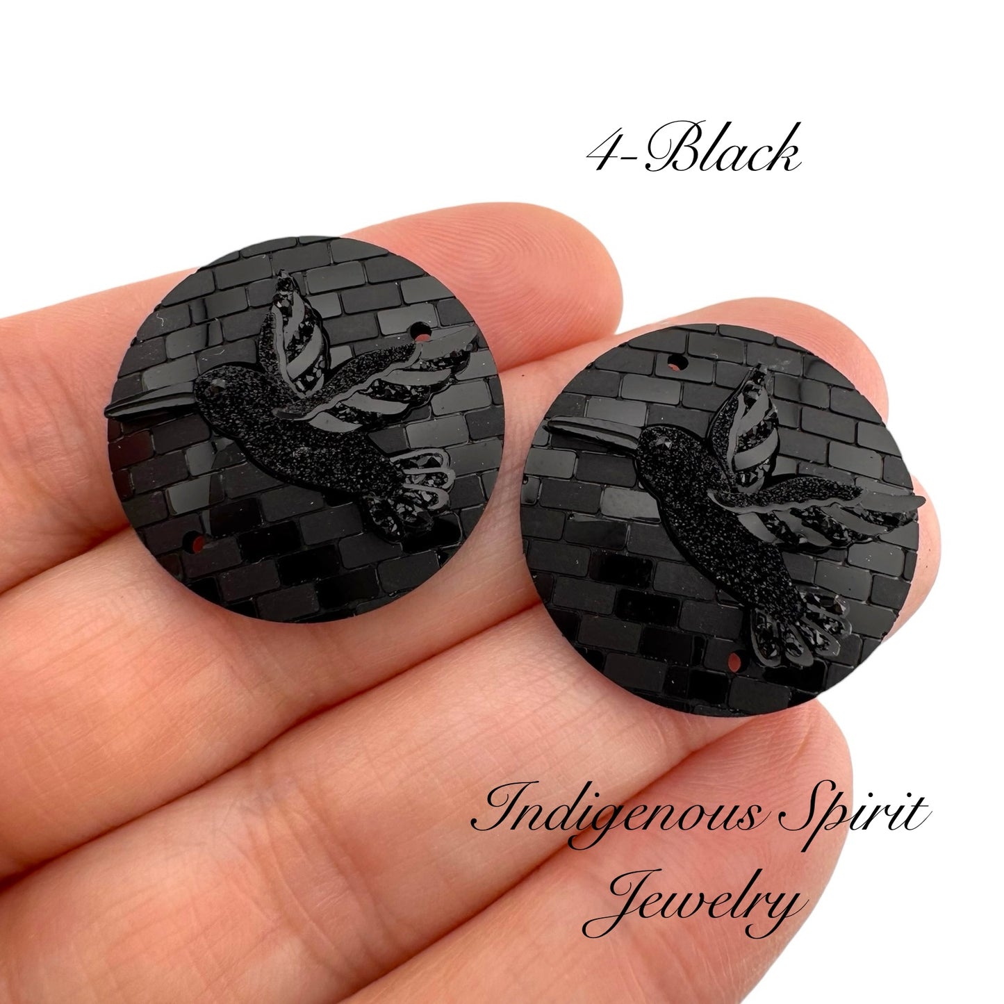 25mm Circle Hummingbird Resin Cabochons - Sew-on