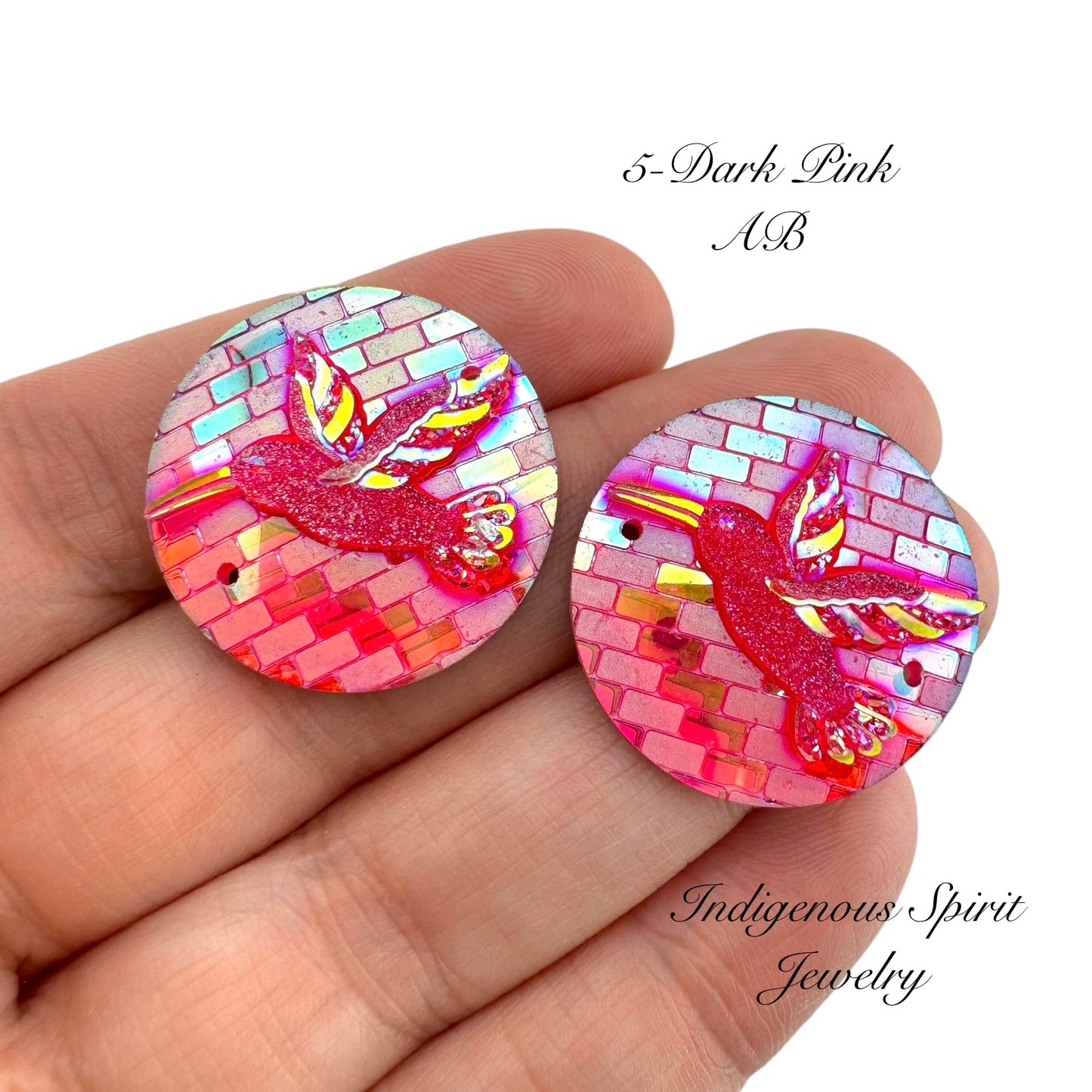 25mm Circle Hummingbird Resin Cabochons - Sew-on