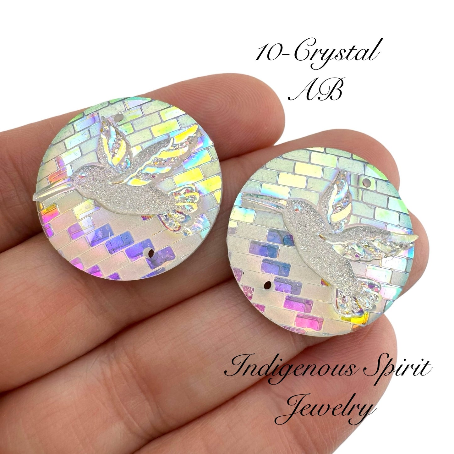 25mm Circle Hummingbird Resin Cabochons - Sew-on