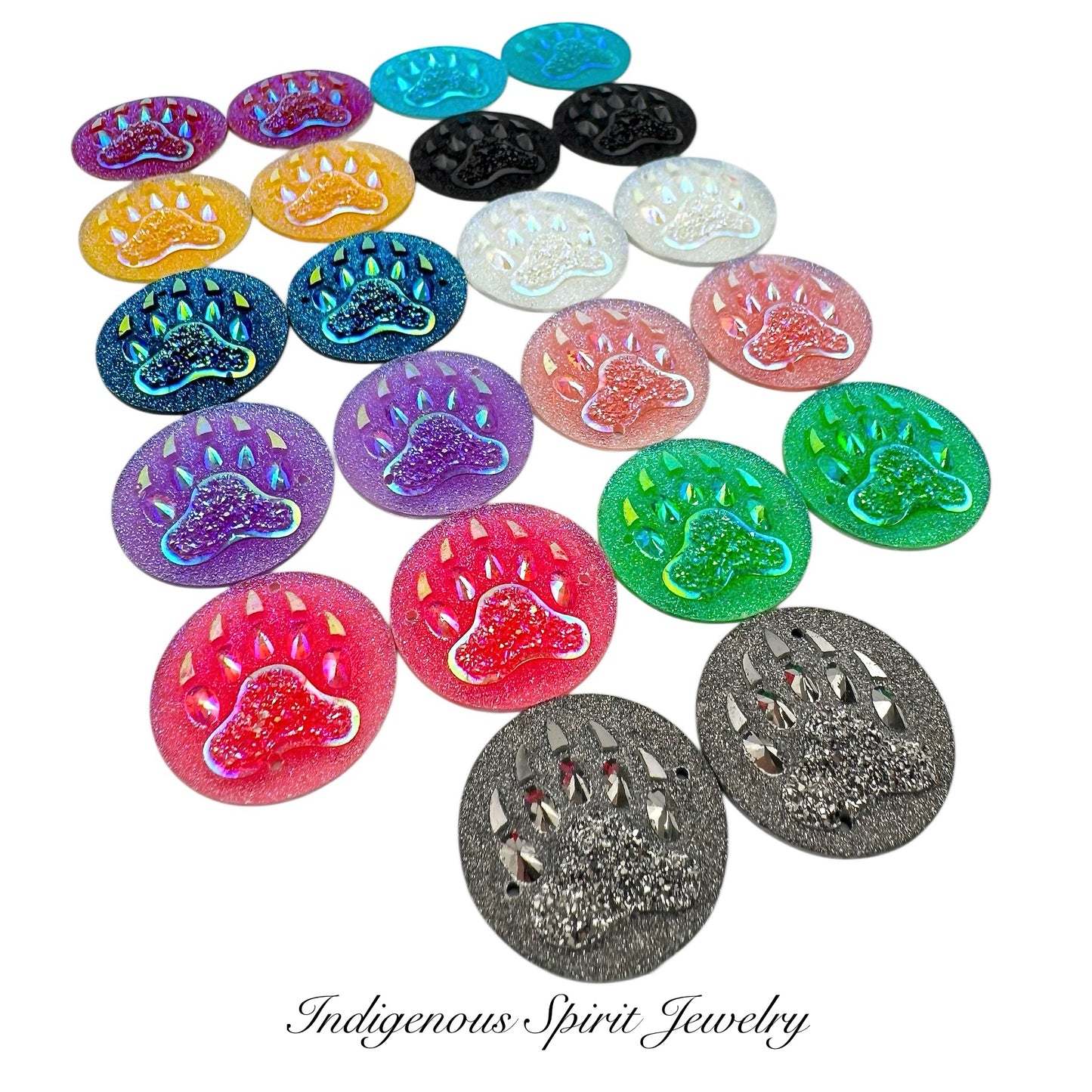 25mm Circle Bear Claw Resin Cabochons - Sew-on