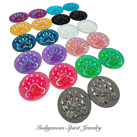 25mm Circle Bear Claw Resin Cabochons - Sew-on