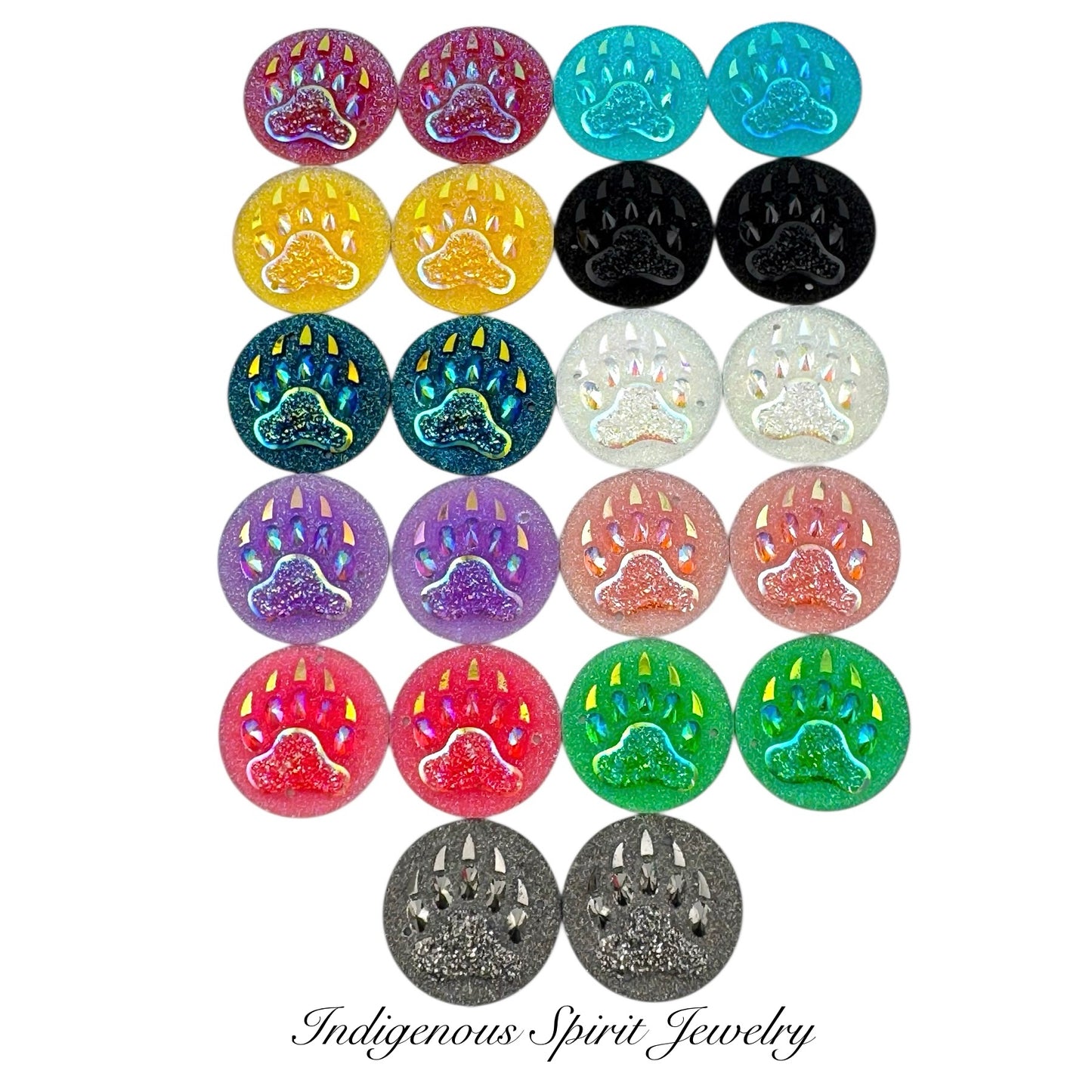 25mm Circle Bear Claw Resin Cabochons - Sew-on