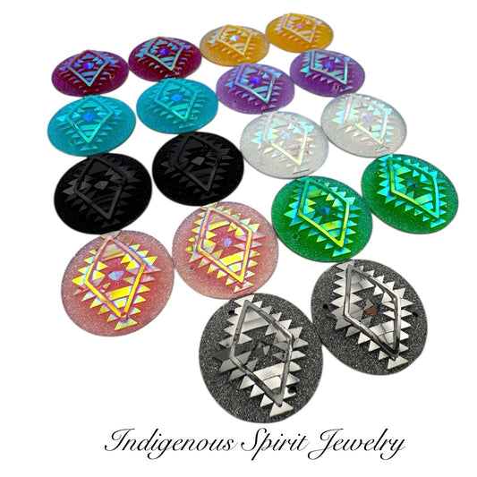 25mm Circle Geometric Triangle Blanket Resin Cabochons - Sew-on