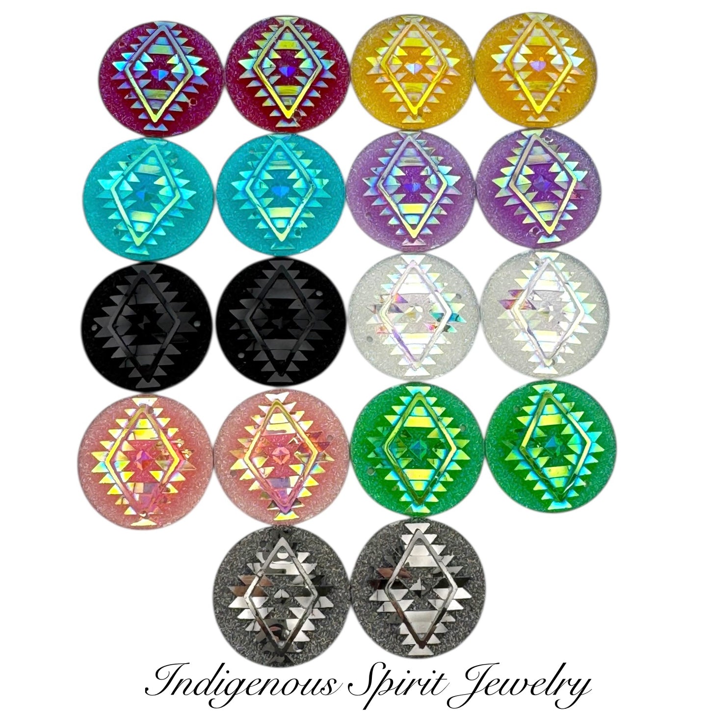 25mm Circle Geometric Triangle Blanket Resin Cabochons - Sew-on