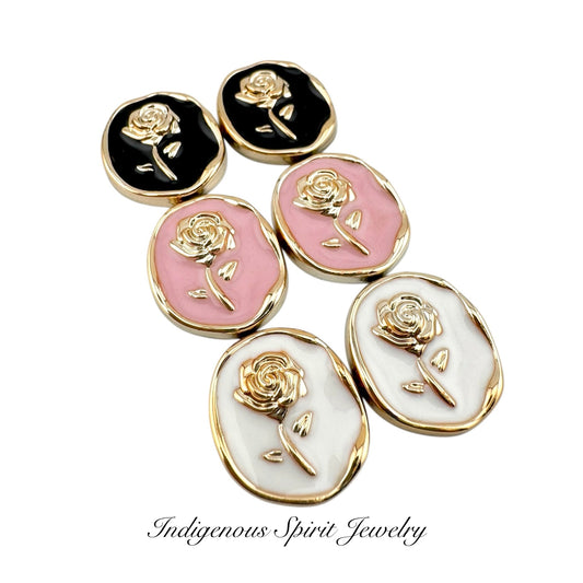 18mm x 20mm Oval Gold Rose Cabochons