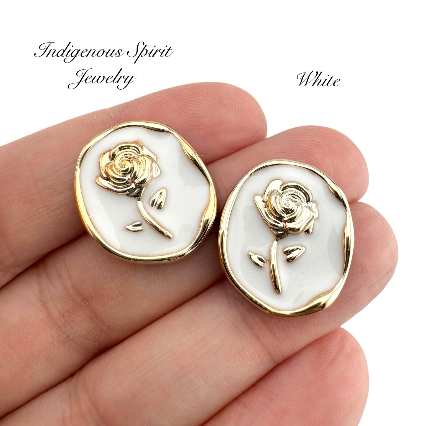 18mm x 20mm Oval Gold Rose Cabochons