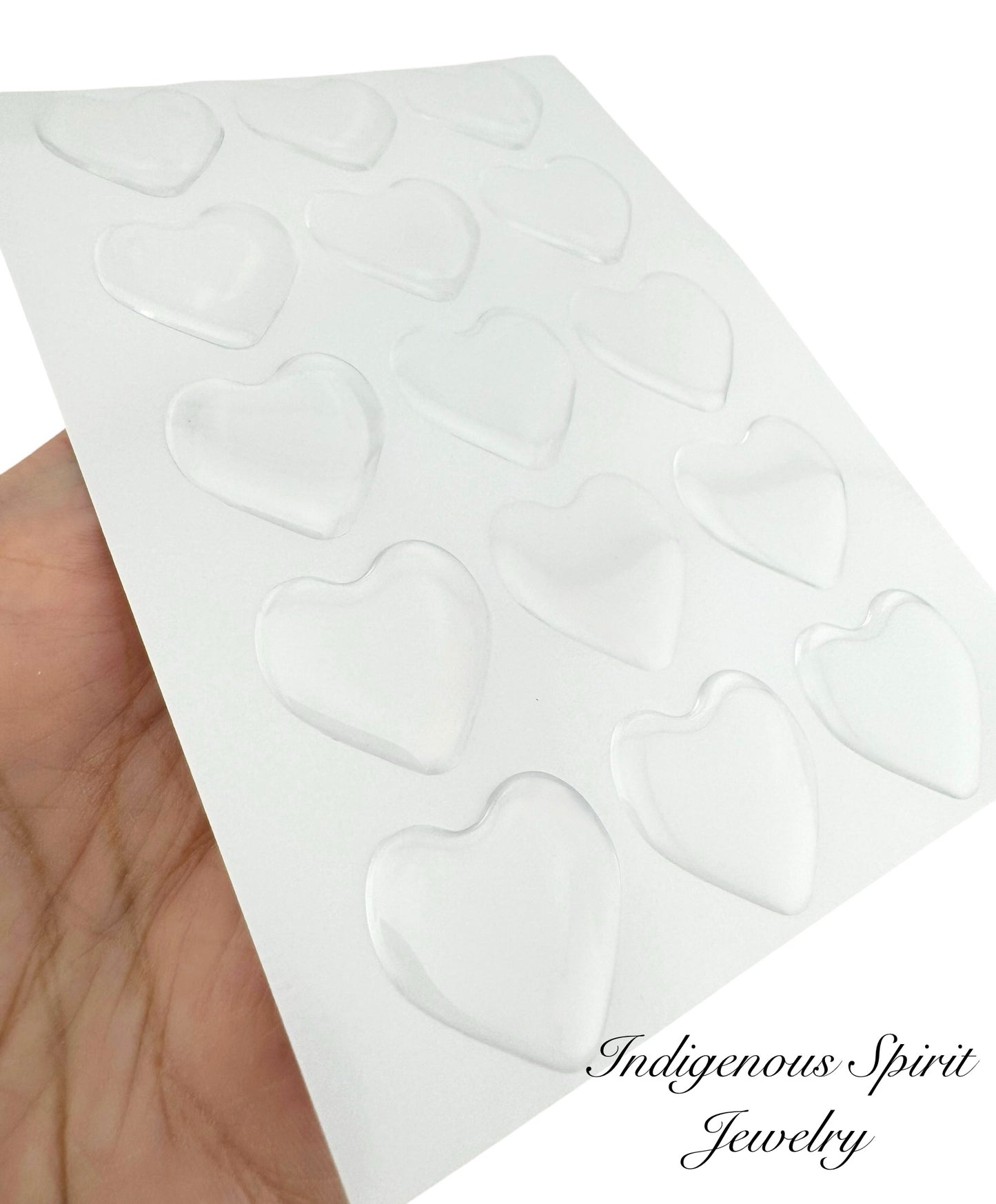 25mm x 22mm - 3D Clear Domed Epoxy Heart Adhesive Stickers