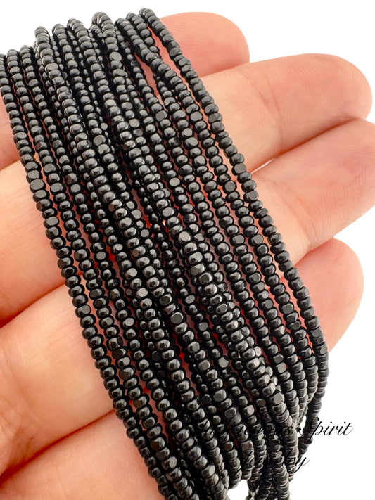 Jet Black 2-Cut Charlotte Cut Beads