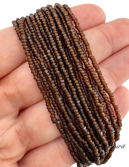 Matte Smoked Topaz 2-Cut, Charlotte Cut Beads