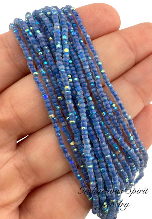 Patina Neon Electric Blue Opal AB Charlotte Cut Beads (11/0)