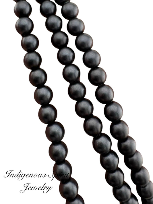 4mm Black - Matte Pearl Bead