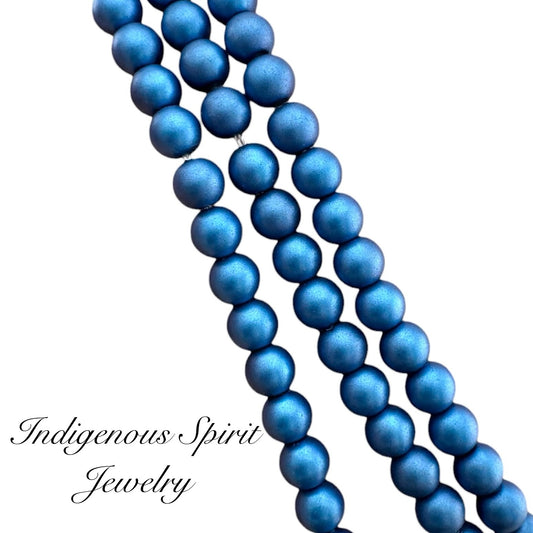 4mm Royal Blue - Matte Pearl Bead
