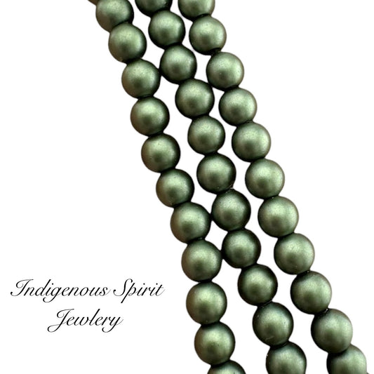 4mm Moss Green - Matte Pearl Bead