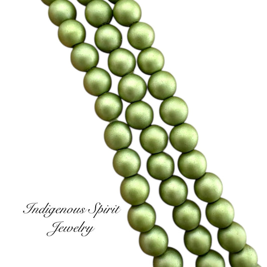 4mm Fern Green - Matte Pearl Bead