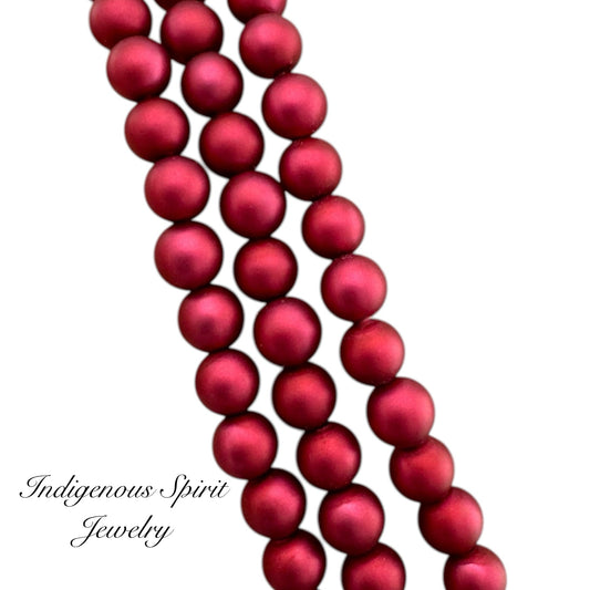 4mm Red - Matte Pearl Bead