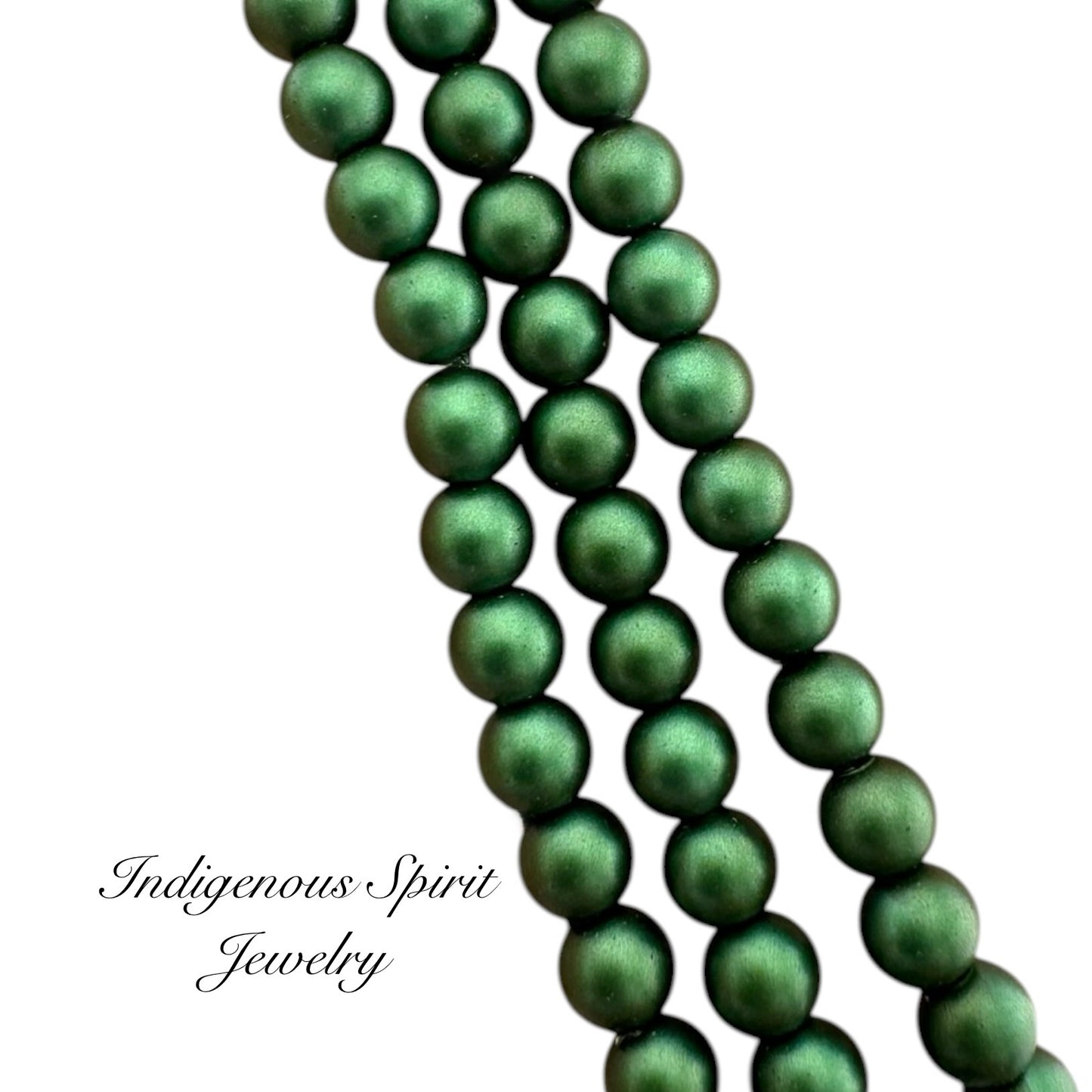 4mm Emerald - Matte Pearl Bead