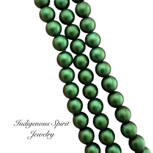 4mm Emerald - Matte Pearl Bead