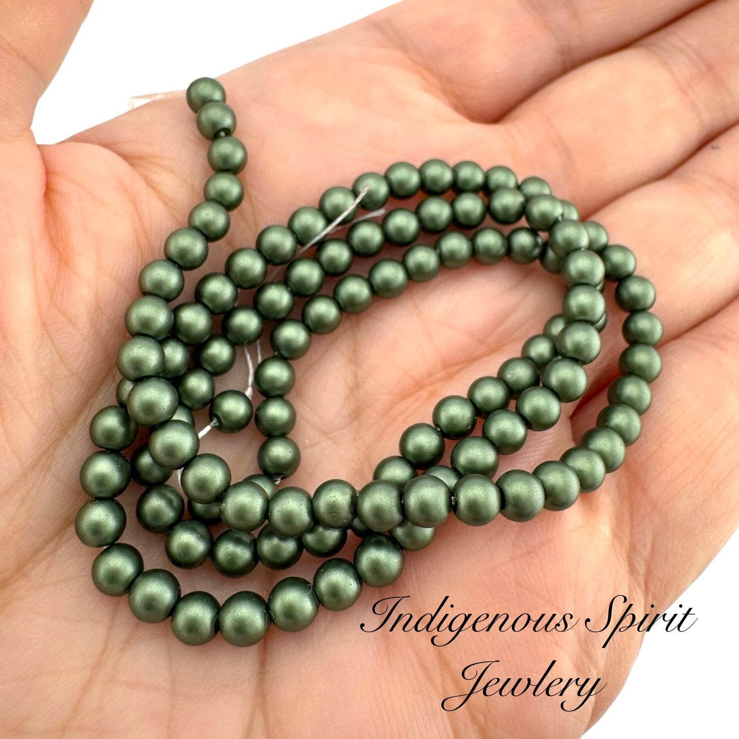 4mm Moss Green - Matte Pearl Bead