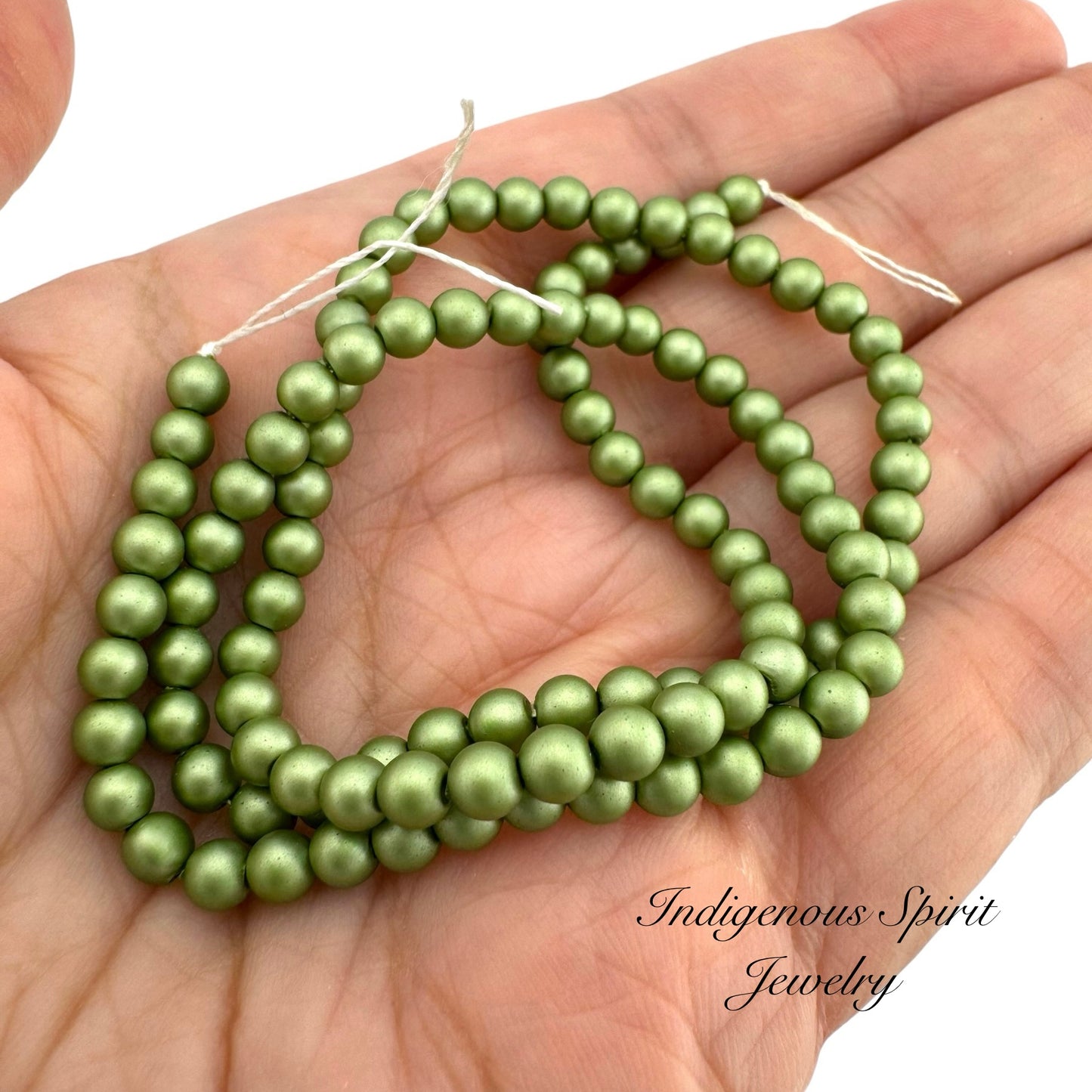 4mm Fern Green - Matte Pearl Bead