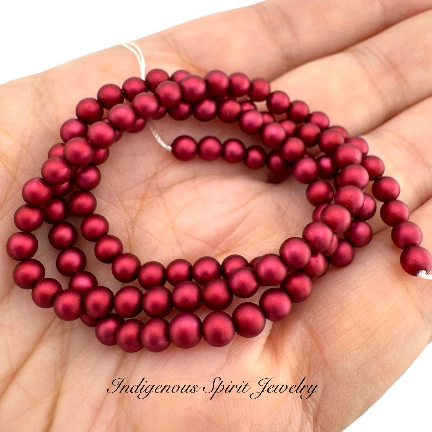 4mm Red - Matte Pearl Bead