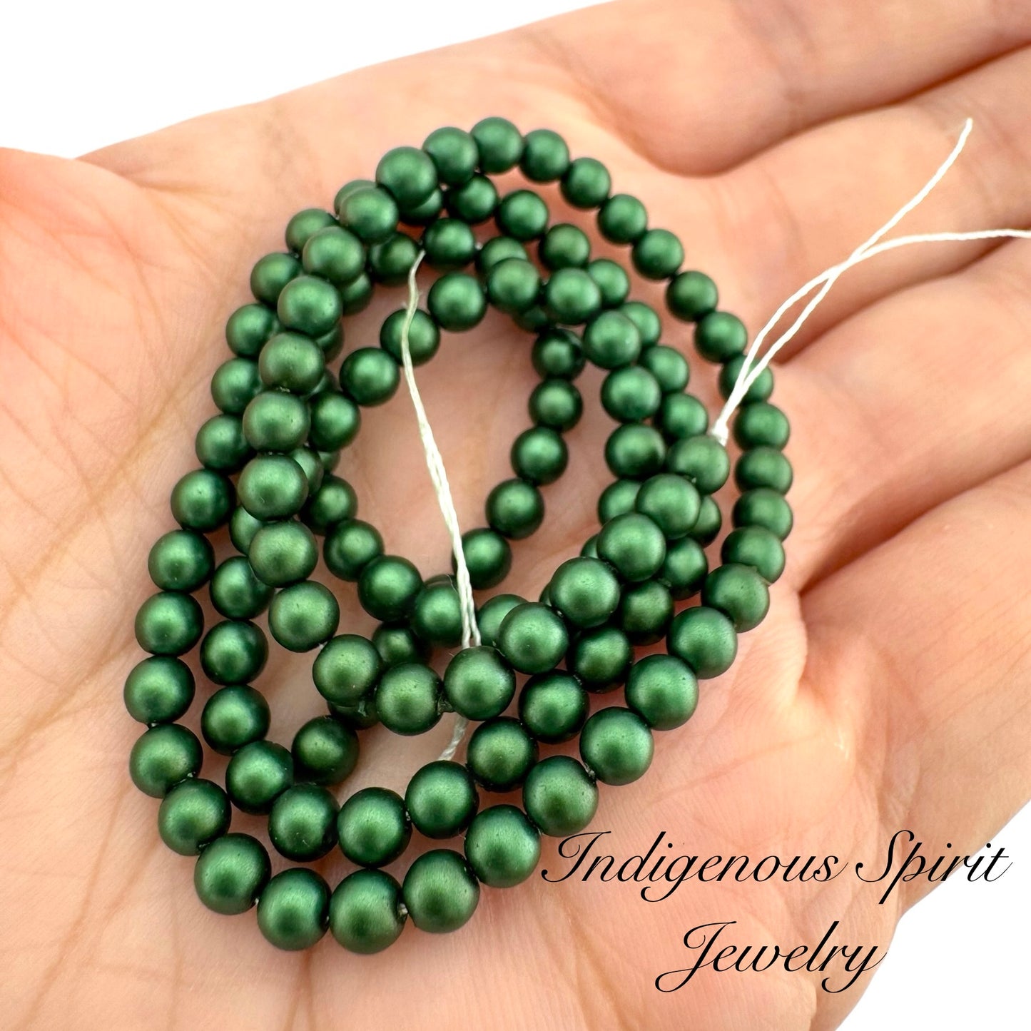 4mm Emerald - Matte Pearl Bead