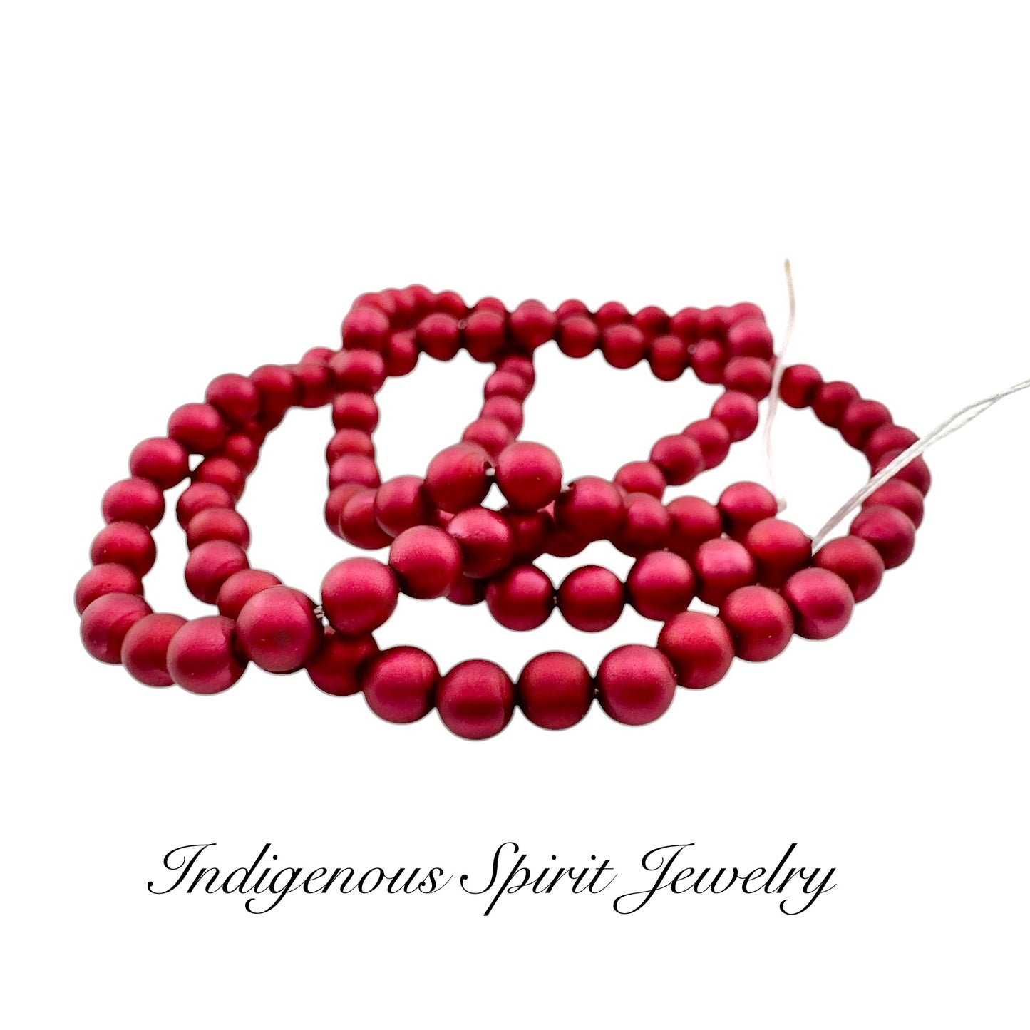 4mm Red - Matte Pearl Bead