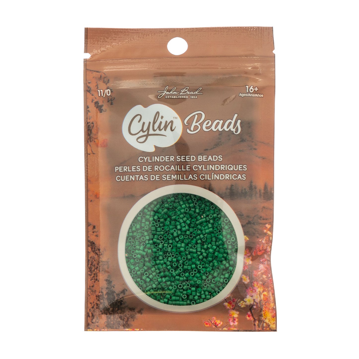 Opaque Jade Green Cylin Beads - 25g Bag