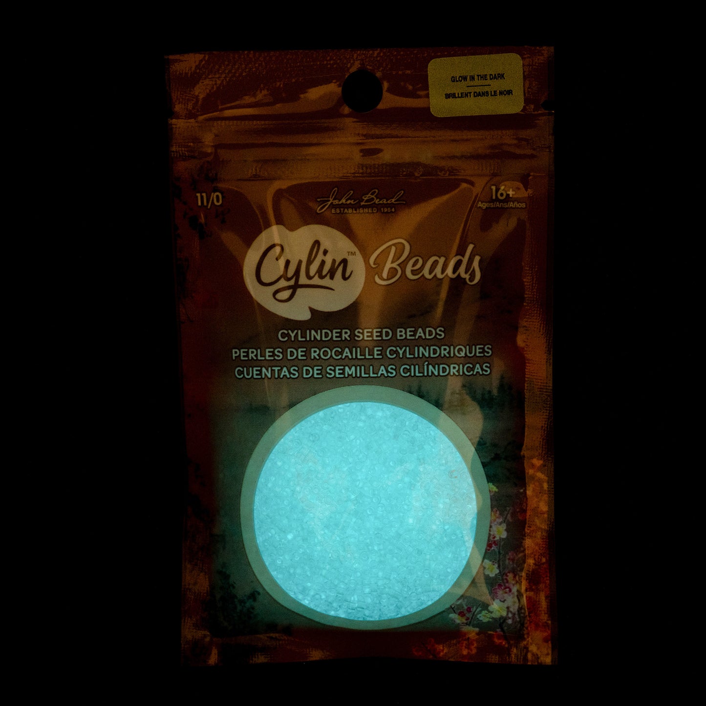 White to Turquoise Glow in the Dark Cylin Beads - 25g Bag
