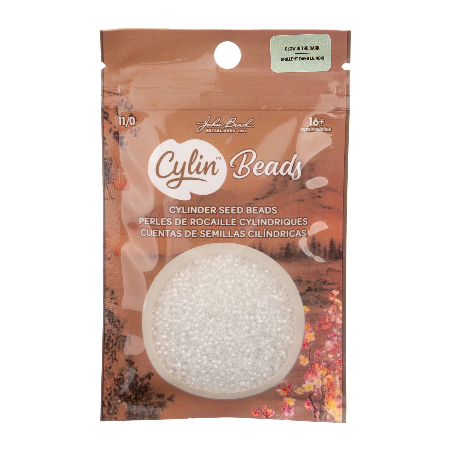 White to Turquoise Glow in the Dark Cylin Beads - 25g Bag